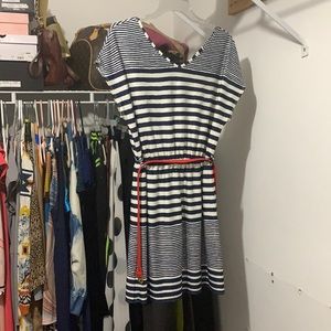 Blue and white dress